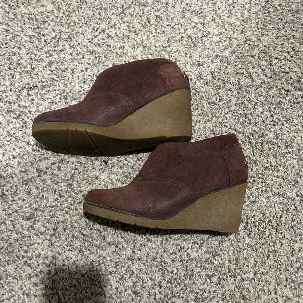 Sperry Brown Ankle Booties with Wedge Sole